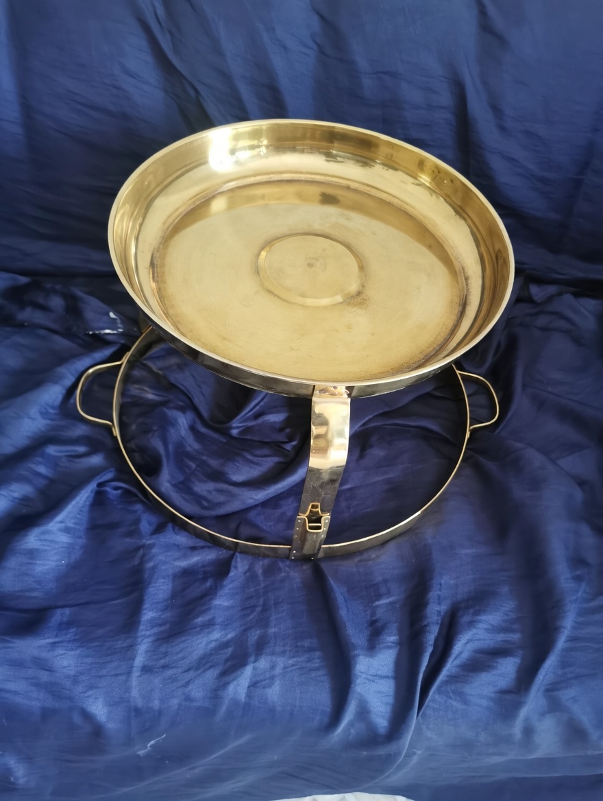 Large Brass Serving Tray with Stand
