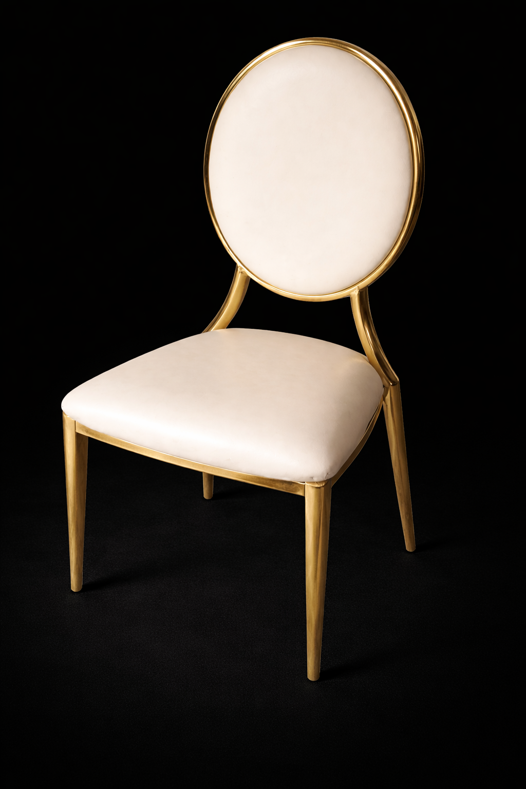 Gold Oval-Back Cream Chair